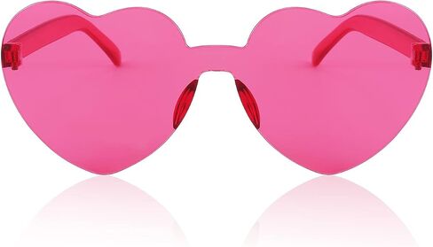 FEISEDY 2 Pack Rimless Heart Shaped Sunglasses Party Glasses Disco One Piece Transparent Trendy Love Glasses B2826-F2 in Saudi Arabia