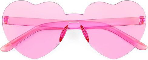 FEISEDY 2 Pack Rimless Heart Shaped Sunglasses Party Glasses Disco One Piece Transparent Trendy Love Glasses B2826-F2 in Saudi Arabia