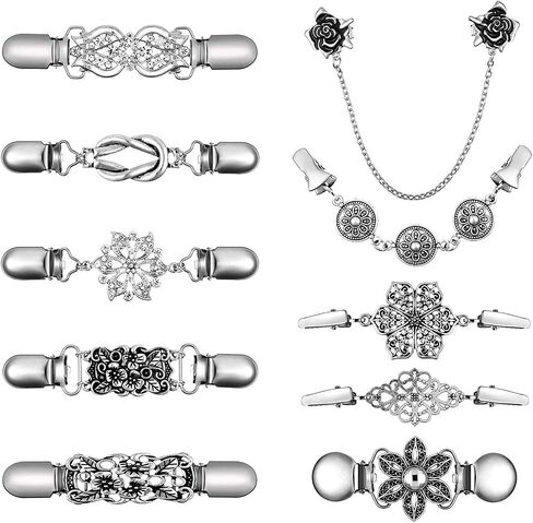 10 PCS Vintage Sweater Shawl Duck Mouth Clips Cardigan Collar Brooch Clips Retro Dress Clips for Women Wearing in Saudi Arabia