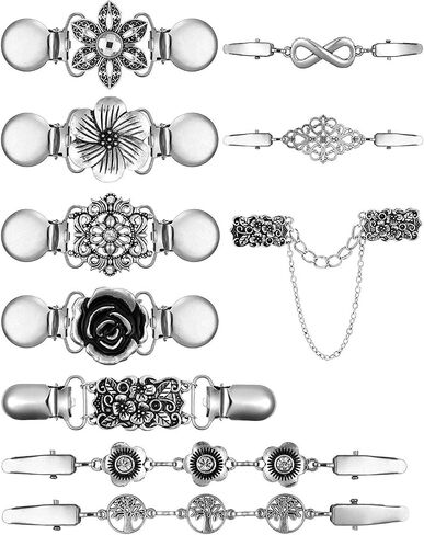 10 PCS Vintage Sweater Shawl Duck Mouth Clips Cardigan Collar Brooch Clips Retro Dress Clips for Women Wearing in Saudi Arabia