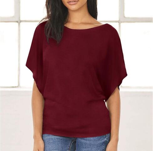 قميص Sweet Hearts 3-Pack Dolman للنساء - قميص كاجوال سادة بأكمام قصيرة للعمل مع كشكش جانبي مصنوع في الولايات المتحدة الأمريكية in Kuwait