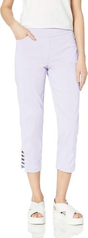 SLIM-SATION Women's Pull on Solid Crop with Real Front & Back Pockets & Straps, White, 18 in Kuwait