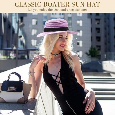 Hercicy 12 Pack Straw Boater Hat Men Women Summer Hats with Black Bow Ribbon Colorful Wide Brim Hat for Sun Beach 1920s Accessory in Saudi Arabia