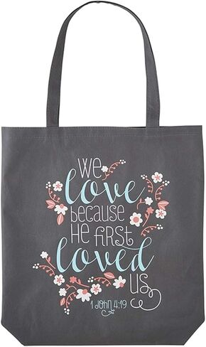 We Love Because He First Loved Us 1 John 4:19 Tote Bag, 16 Inch in Kuwait