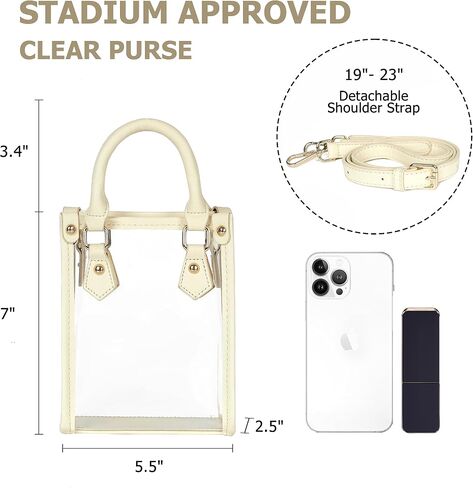 محفظة Joryin Clear Bag المعتمدة من الاستاد، محفظة صغيرة شفافة للنساء حقيبة يد صغيرة تمر بالجسم in Saudi Arabia