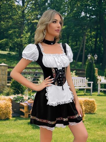 أزياء مهرجان أكتوبر النسائية المثيرة فساتين Dirndl الألمانية فستان خادمة البيرة لمهرجان الهالوين البافاري أكتوبر in Kuwait