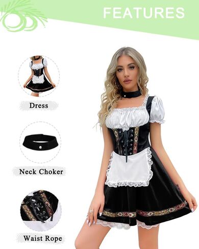 أزياء مهرجان أكتوبر النسائية المثيرة فساتين Dirndl الألمانية فستان خادمة البيرة لمهرجان الهالوين البافاري أكتوبر in Kuwait