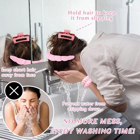 Wecoe Spa Headband And Wristband Set Skincare Headband For Washing Face Hair Claw Clips For Thick Hair Cute Black Puffy Sponge Makeup Headband Bubble Headband Wrist Towels Scrunchies For Women Girls in Saudi Arabia