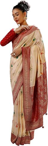 Sarees For Women Banarasi Art Silk Woven Saree | Ethnic Indian Wedding Gift Sari with Unstitched Blouse in Saudi Arabia