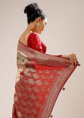 Sarees For Women Banarasi Art Silk Woven Saree | Ethnic Indian Wedding Gift Sari with Unstitched Blouse in Saudi Arabia