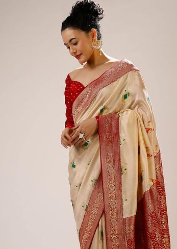 Sarees For Women Banarasi Art Silk Woven Saree | Ethnic Indian Wedding Gift Sari with Unstitched Blouse in Saudi Arabia