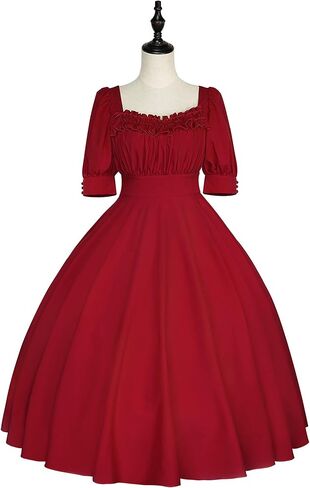 فستان ZZEQYG نسائي ذو لون موحد لوليتا أنيق متوسط ​​الأكمام ومتوسط ​​الطول in Kuwait