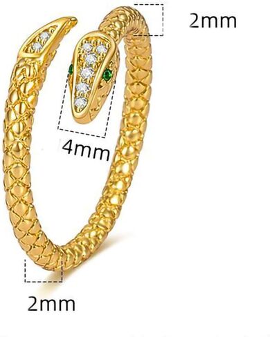 HUXICUI Gold Snake Band Rings for Women | 14K Gold Plated Animal Snake Open Rings for Men Her Adjustable Size in Kuwait