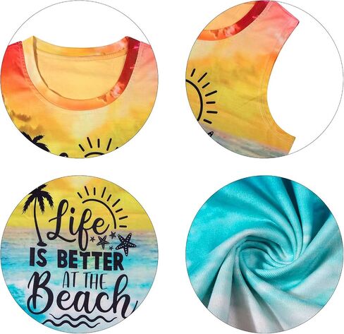 LUKYCILD Life is Better at The Beach Tank Tops Women Summer Hawaiian Beach Shirt: Casual Vacation Sleeveless Muscle Tank in Saudi Arabia