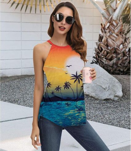 LUKYCILD Life is Better at The Beach Tank Tops Women Summer Hawaiian Beach Shirt: Casual Vacation Sleeveless Muscle Tank in Saudi Arabia