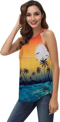 LUKYCILD Life is Better at The Beach Tank Tops Women Summer Hawaiian Beach Shirt: Casual Vacation Sleeveless Muscle Tank in Saudi Arabia