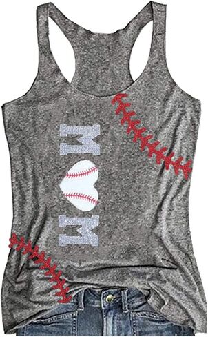Baseball Mom Tank Tops for Women Funny Baseball Workout Tank Tops Summer Sleeveless Baseball Tee Shirts Tops in Saudi Arabia