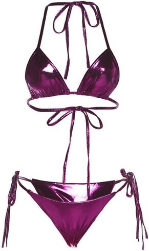 Women Sexy Reflective Bikini Set Halter Push Up Swimsuit Holographic Bathing Suit Swimwear Beachwear in Saudi Arabia