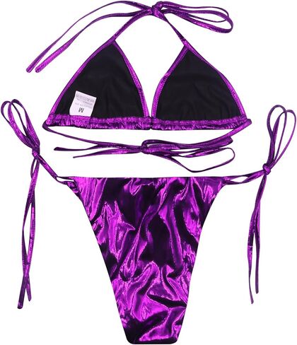 Women Sexy Reflective Bikini Set Halter Push Up Swimsuit Holographic Bathing Suit Swimwear Beachwear in Saudi Arabia