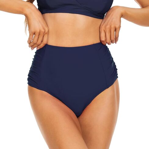 سروال بيكيني نسائي عالي الخصر من Bellecarrie مكشكش بتغطية كاملة وجزء سفلي للسباحة من تانكيني in Kuwait