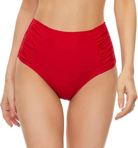 Bellecarrie Women's High Waisted Bikini Bottoms Ruched Full Coverage Tankini Swim Bottoms Swimsuit Briefs in Saudi Arabia