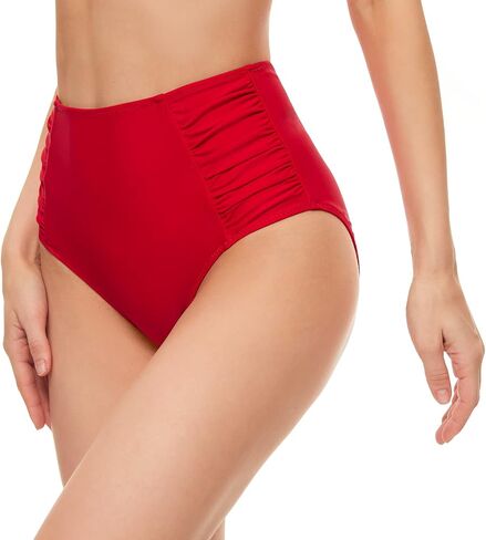 Bellecarrie Women's High Waisted Bikini Bottoms Ruched Full Coverage Tankini Swim Bottoms Swimsuit Briefs in Saudi Arabia