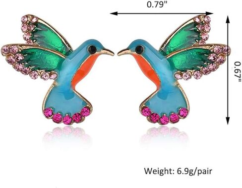 GoodCorsetMall الملونة الطائر الطنان وأقراط المينا كريستال المعادن الحيوان أقراط ترصيع بيان مجوهرات للنساء الفتيات in Kuwait