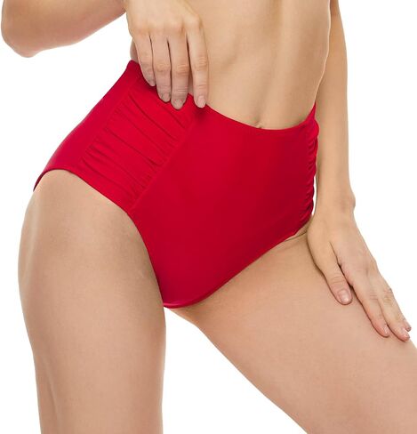 Bellecarrie Women's High Waisted Bikini Bottoms Ruched Full Coverage Tankini Swim Bottoms Swimsuit Briefs in Saudi Arabia