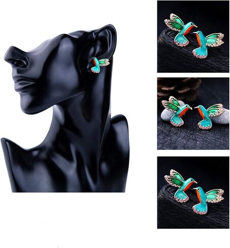 GoodCorsetMall الملونة الطائر الطنان وأقراط المينا كريستال المعادن الحيوان أقراط ترصيع بيان مجوهرات للنساء الفتيات in Kuwait