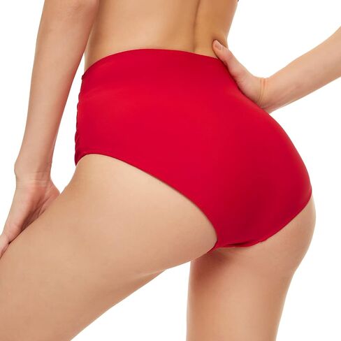 Bellecarrie Women's High Waisted Bikini Bottoms Ruched Full Coverage Tankini Swim Bottoms Swimsuit Briefs in Saudi Arabia