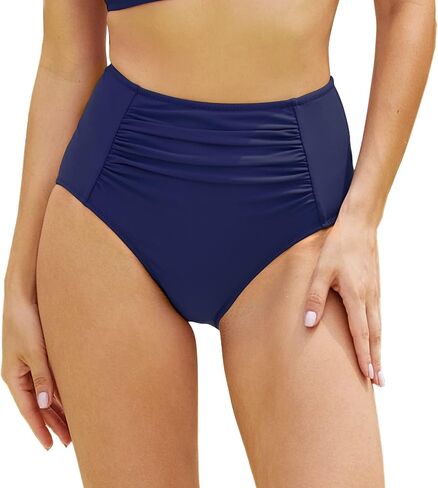 Bellecarrie Women's High Waisted Bikini Bottoms Ruched Full Coverage Tankini Swim Bottoms Swimsuit Briefs in Saudi Arabia