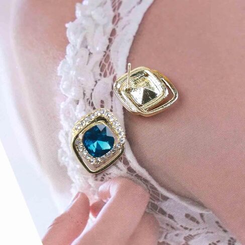 Vintage Crystal Onyx Earrings Rhinestone Square Stud Earrings Black Onyx Square Earrings Square Geometric Earrings Jewelry for Women and Girls (Black) in Saudi Arabia