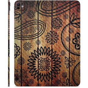 Carbon Fiber Skin Compatible with Apple iPad Pro 13 (M4) 2024 - Wooden Floral - Premium 3M Vinyl Protective Wrap Decal Cover - Easy to Apply | Crafted in The USA by MightySkins
