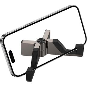 Portable Cell Phone Stand,Zinc Alloy iPhone Stand for Desk, Mini Size Foldable Phone Holder for Desk, Compatible with All iPhone Android Phones 4"-6.7" Desk Accessories (Black)