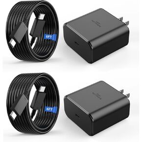Super Fast Charger Type C for iPhone 15, 2 Pack 45W USB C Charger Fast Charging Block with 6FT Type C Charger Cable Compatible for iPhone 15/15 Plus/15 Pro/15 Pro Max, Samsung Galaxy S23/S22/S21/S20