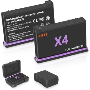 360 X4 Battery Compatible with Insta360 X4,Insta360 X4 Action Camera, 2 Pack 2500mAh Replacement Insta360 X4 Batteries with Battery Storage Case