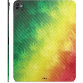 غلاف من ألياف الكربون متوافق مع Apple iPad Pro 13 (M4) 2024 - Rasta Rainbow - غطاء لاصق واقٍ من الفينيل الفاخر 3M - سهل الاستخدام | صُنع في الولايات المتحدة الأمريكية بواسطة MightySkins