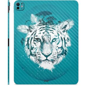 Carbon Fiber Skin Compatible with Apple iPad Pro 13 (M4) 2024 - White Tiger - Premium 3M Vinyl Protective Wrap Decal Cover - Easy to Apply | Crafted in The USA by MightySkins