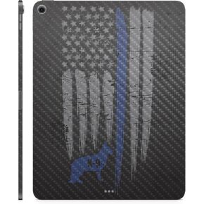 Carbon Fiber Skin Compatible with Apple iPad Air 11 (M2) 2024 - Thin Blue Line K9 - Premium 3M Vinyl Protective Decal Cover - Easy to Apply | Crafted in The USA by MightySkins