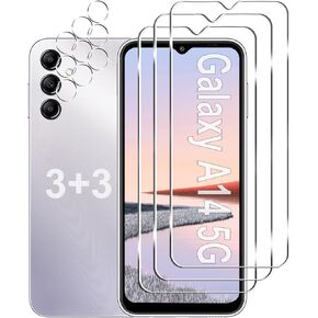 [3+3 Pack] Galaxy A14 5G Screen Protector + Camera Lens Protector, HD Tempered Glass Film, 9H Hardness, Scratch Resistant, Easy Installation, Bubble Free, Screen Protector for Samsung Galaxy A14 5G