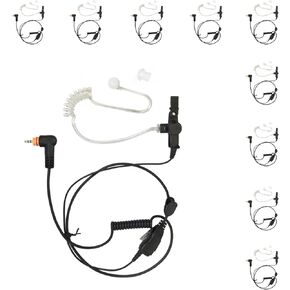 [10-Pack] 1-Wire FBI Security Acoustic Clear Tube Earpiece Headset with PTT Mic for Motorola Two-Way Radios PMLN7157A, SL300, SL2600, SL3500e, SL7550, SL7580e, SL1K, TLK100