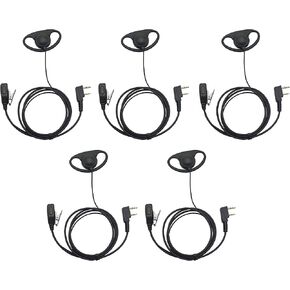Karier 2 Pin Acoustic Tube Headset Earpiece with Mic Compatible with Baofeng UV-5R Retevis H-777 RT1 RT21 RT22 Arcshell AR-5 Kenwood 2 Pin Two Way Radio (5 Pack)