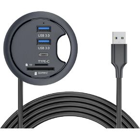NFHK USB 3.0 Hub SD TF 3 Port USB 60mm Desk Grommet Splitter Dock Station Micro-SD Card Reader for Desktop PC Desk