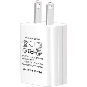 UL Certified 5V Power Supply USB Wall Charger 5v 1A Universal Portable Travel Power Adapter Plug for Drones,TV Sound Bar,Fire TV Stick,Headphones,Ear Buds,MP3,MP4,White,GAT-0501000U