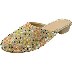 Punjabi Jutti for Women Back Open Mojari Bridal Mules Wedding Multi Color Shoes Mules Indian Jutti
