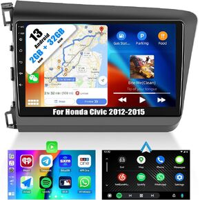 2G+32GAndroid 13 Car Stereo for Honda Civic 2012-2015 with Wireless Apple Carplay Android Auto,9 inch HD Touchscreen Car Radio with Mirror link WiFi GPS Navigation Bluetooth FM/RDS SWC+AHD Rear Camera in Saudi Arabia
