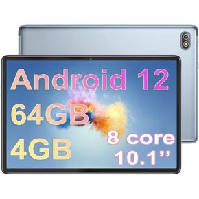 10.1 Inch Android 12.0 Tablets with 4GB RAM, 64GB ROM, 2.4G WiFi, BT 5.0, 13MP Front 5MP Rear Cameras, Quad Core, 5000mAh Battery Unlocked Tablet with Sim Card Slot