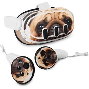 MightySkins Skin Compatible with Meta Quest 3 - Pug | Protective, Durable, and Unique Vinyl Decal wrap Cover | Easy to Apply & Change Styles | Made in The USA
