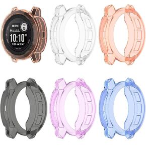 FitTurn [5Pack] Clear Style Screen Protector Case Compatible with Garmin Instinct 2/2S Watch-Replacement Coloful Screen Protector Case Cover TPU Shockproof Case Guard Thin Bumper Shell