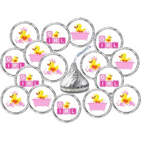 324 Pink Duck, Rubber Ducky Theme Baby Shower Favors Stickers for Baby Shower Or Baby Sprinkle Party Decorations, Baby Shower Kisses Stickers, Baby Shower Pink Favors, Birthday Ducky Kisses Stickers